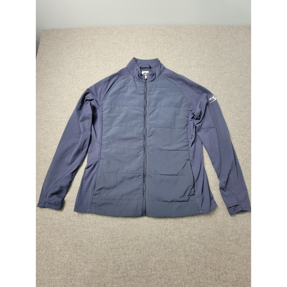 FootJoy Hybrid Puffer Jacket Mens Large Blue Golf Performance Mock Neck Full Zip